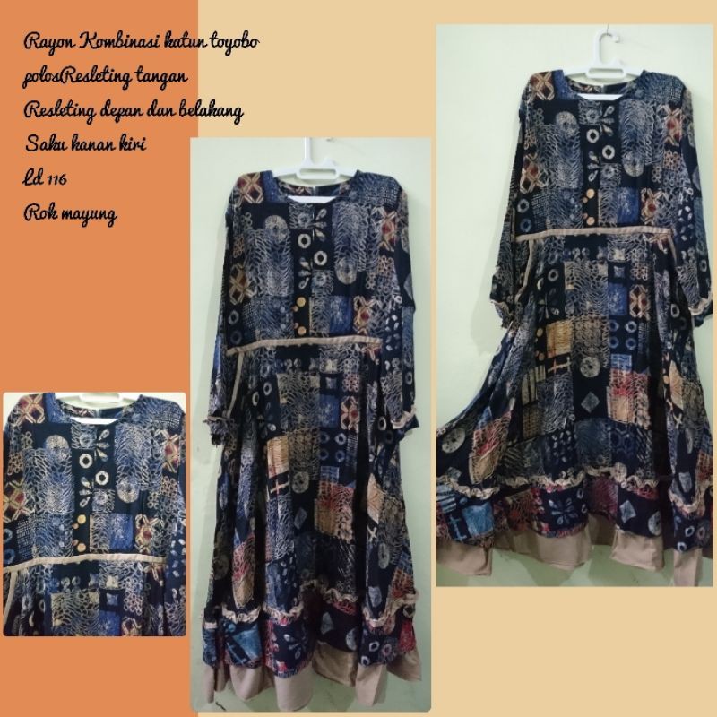 gamis rayon kombinasi polos toyobo jumbo busui ld 112 ld 118 ld 116 ld 114