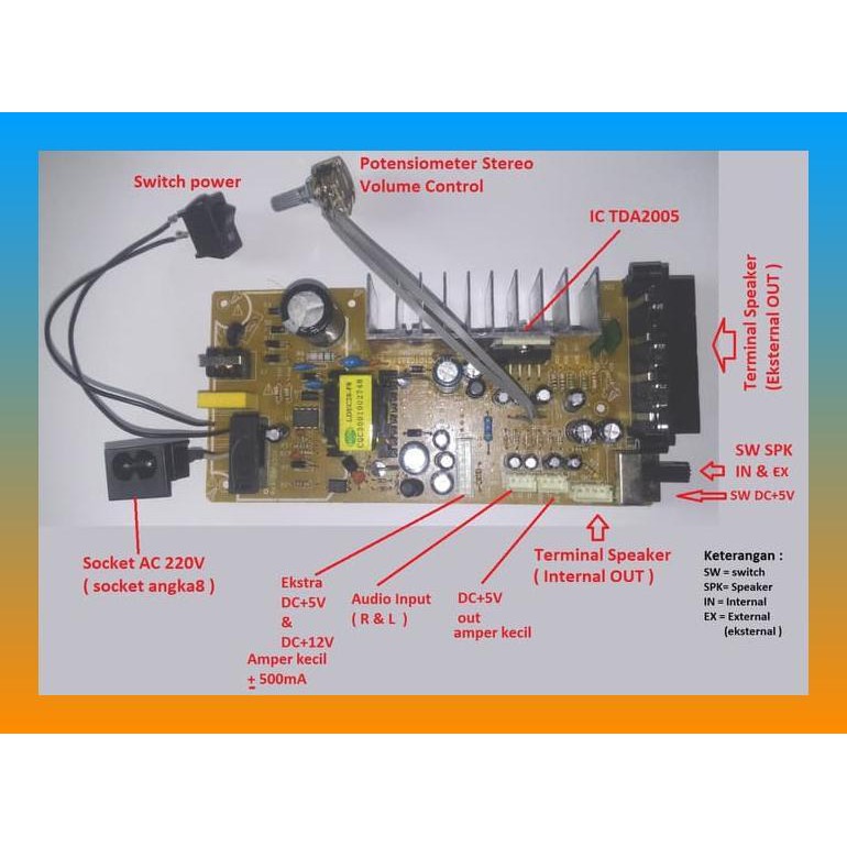 POWER AMPLIFIER AX80W TDA2005 STEREO +POWER SUPPLY SWITCHING REGULATOR