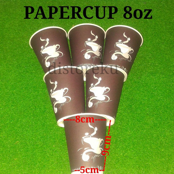 ISI 50pcs Gelas Kertas Foam Paper Cup 8oz Motif Hot Coffe Kopi Teh Panas