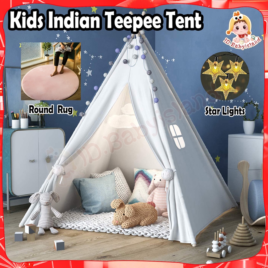 SPEEDS PROMO!! Tenda Anak Bermain, 110/135/160cm Teepee mainan anak perempuan tenda camping anak indoor/outdoor Tent, children's playhouse