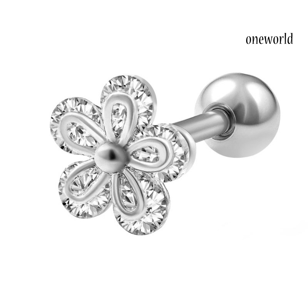 OW# 4Pcs/Set Women Cubic Zirconia Flower Ear Studs Earrings Piercing Helix Jewelry