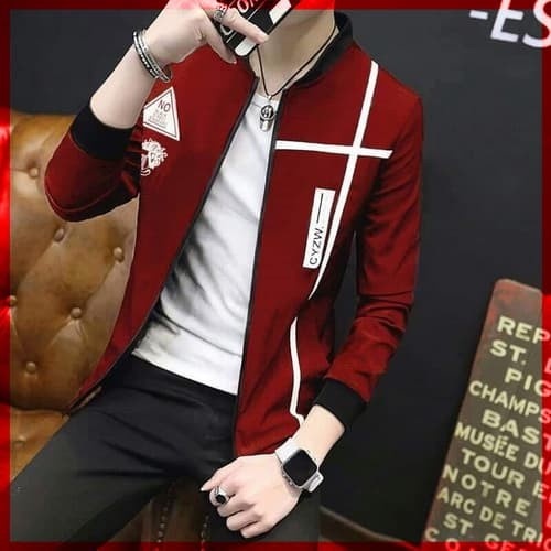 F673 Jaket Bomber UpToDate Maroon CL Outer Pria Sweater Zipper Pakaian Pria Diadora Merah