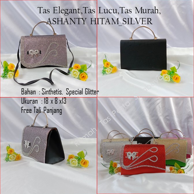Tas Elegant,Tas Lucu,Tas Murah,ASHANTY HITAM_SILVER