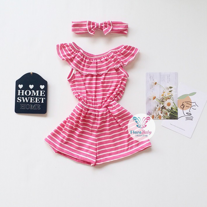 Plazababyku MX JUMPSUIT NESYA BANDO setelan bayi motif bunga yang lucu free headband