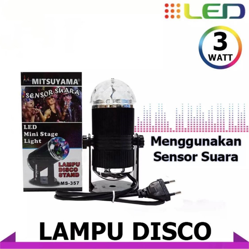 Lampu Disco LED Full Color Sensor Suara Rotating Lamp Party Light LED Mini Lampu Disko Lampu Berputar