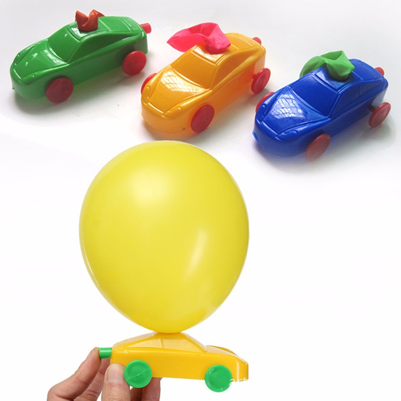 Mainan Mobil Power Balon Aerodinamis Tiup Warna Acak Untuk Hadiah Anak