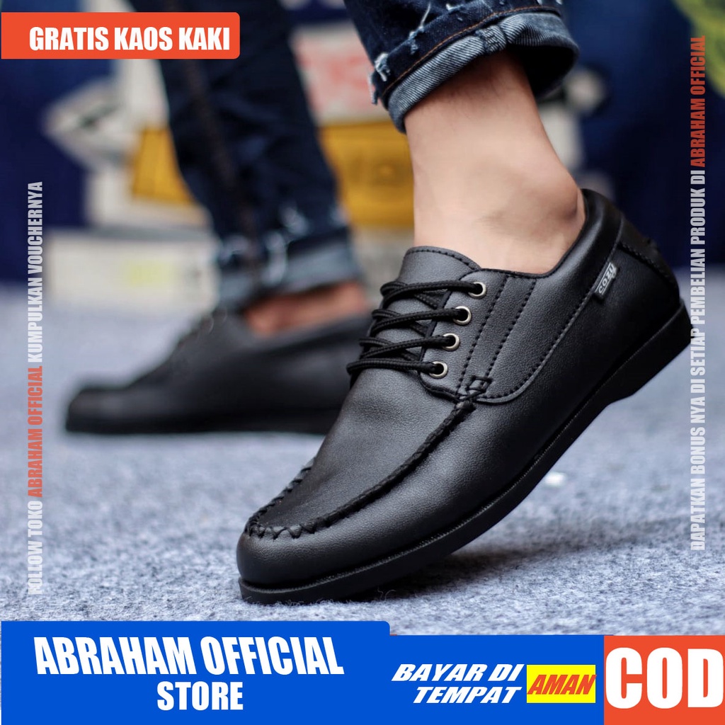 ABRHM X MONZI Sepatu Kasual Pria Sepatu Pria Casual Pantofel Kerja Kulit Pu Original Cowok