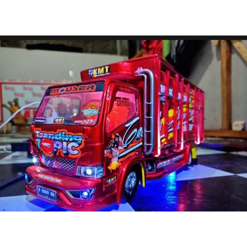 miniatur truk kayu oleng jungkit oleng+terpal