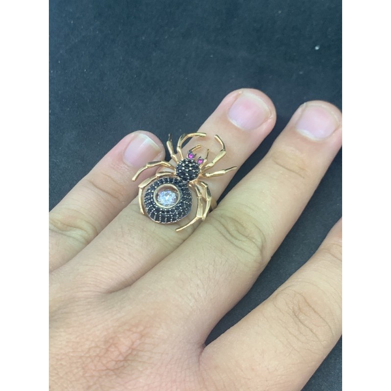cincin emas asli kdr 750 UBS permata hitam spider