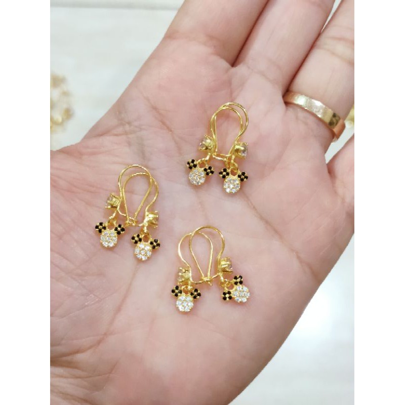 ANTING ANAK GANTUNG MINNIE MOUSE MATA ( PERAK 925 ) LAPIS EMAS 24K