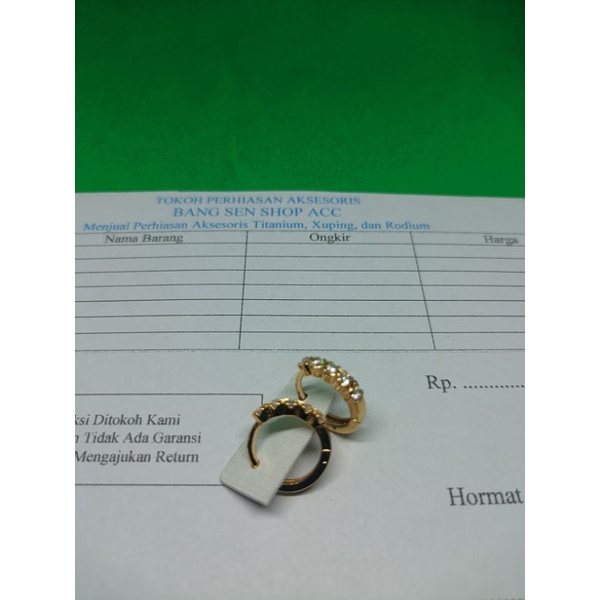 Anting Jepit Titanium Asli Lapis Emas Muda 24k Anti Luntur Anting Jepit Wanita Motif Baris Satu