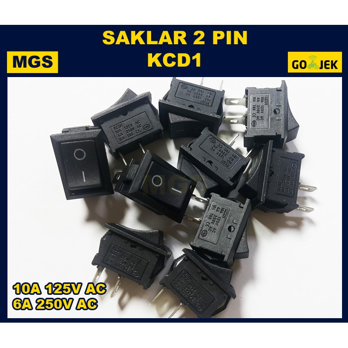 10Pcs SWITCH SAKLAR 2 PIN KCD1 6A 250V