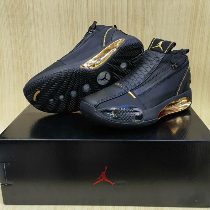 Sepatu Nike Air Jordan 34 Zipper Black Gold