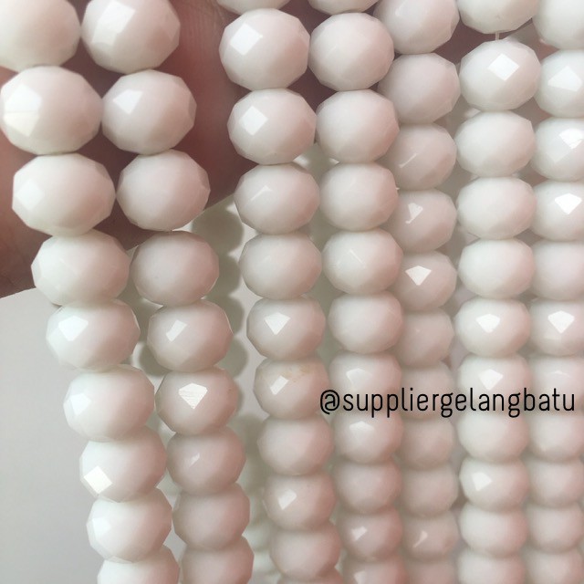 Crystal Ceko Doff 10mm PUTIH SUSU beads manik donat rondelle grosir bapao bahan kerajinan perhiasan