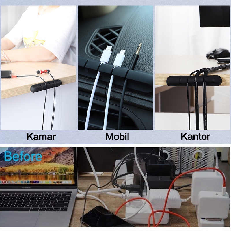 Clips Kabel Holder Cable Silicone Organizer Kabel Management Klip Clip Penjepit System Silicone