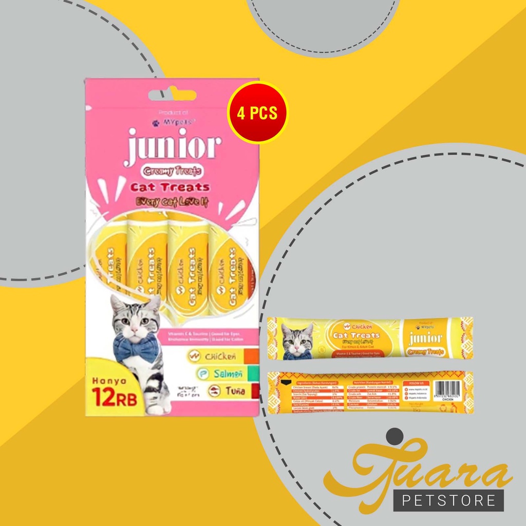 Junior Creamy Treats Cemilan Kucing Cat Food Snack 15GR X 4 Pcs