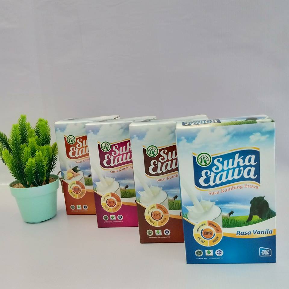 

SUSU KAMBING ETAWA SUKA ETAWA ALFA HERBAL Rasa Kopi Vanilla Coklat Strawbery 200 gr