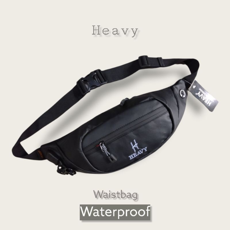 HEAVY - WAISTBAG ORIGINAL OBELIK PREMIUM WATERPROOFF USB CHARGER - TAS SELEMPANG PRIA