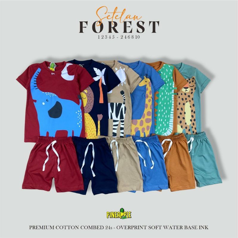 Setelan Baju Anak Set Forest Pineapple kids