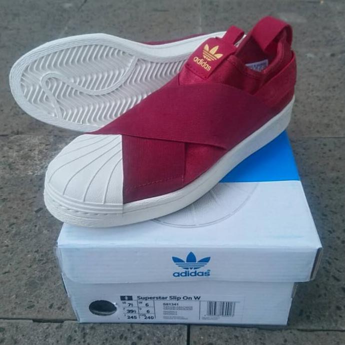 promo sepatu adidas superstar slip on merah maroon premium quality terbaru