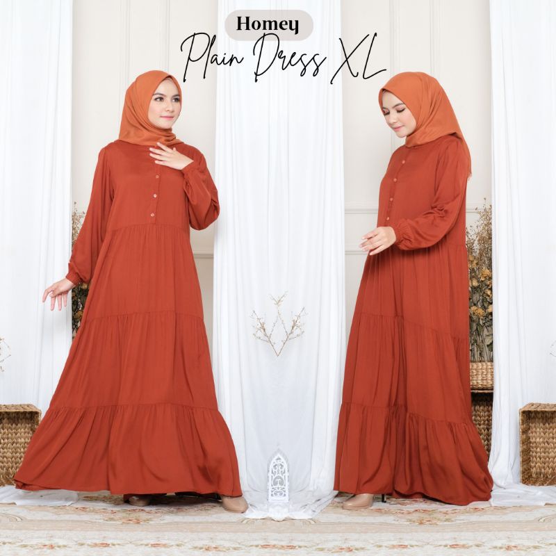 TERLARISS!!HOMEY DRESS WANITA POLOS JUMBO XL LD 120 /DRESS WANITA PREMIUM-BAHAN KATUN RAYON PREMIUM