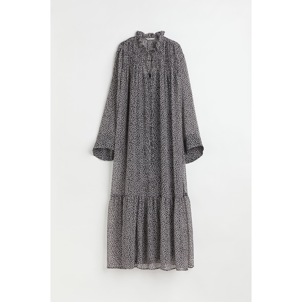 3267 - Maxi Dress HM Long Chiffon Dress (INCLUDE INNER)-BLACK FLOWER