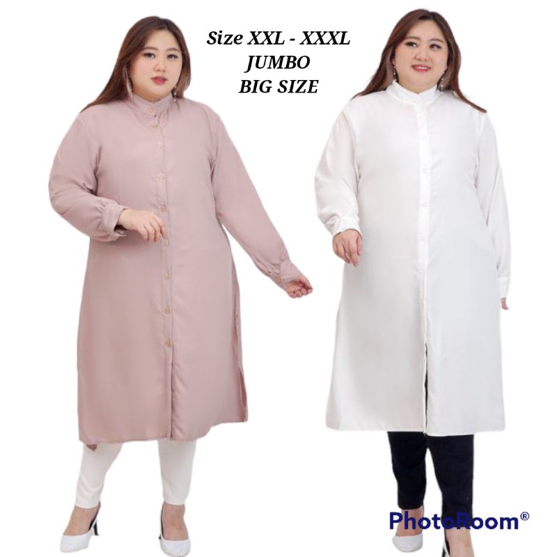 LONG TUNIK WANITA KANCING DEPAN A026-800 SIZE XXL - XXXL JUMBO (BIG SIZE)