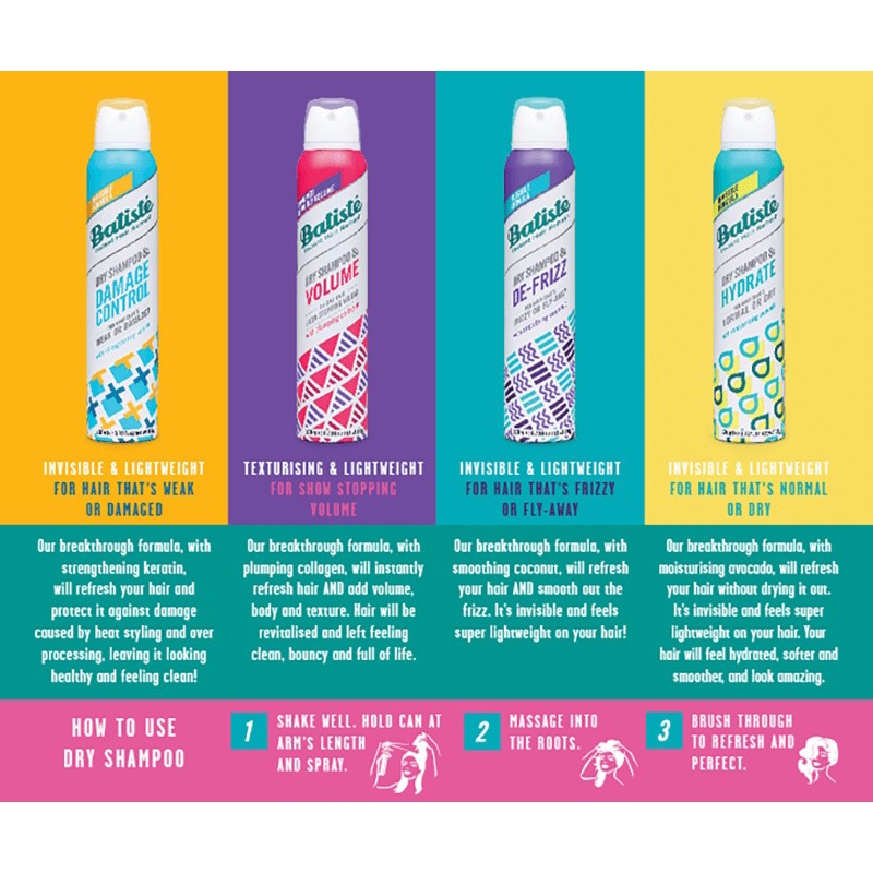 Batiste Instant Hair Refresh Benefits Dry Shampoo 200ml