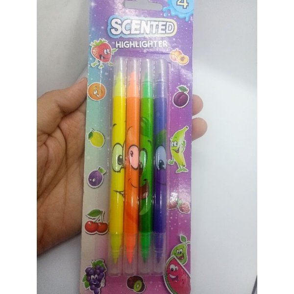 SCENTED Highlighter Alat tulis pensil warna  Isi 4 Pcs  ujung 2,isi 4Pcs warna beda alat tulis kantor No#1 di Indonesia