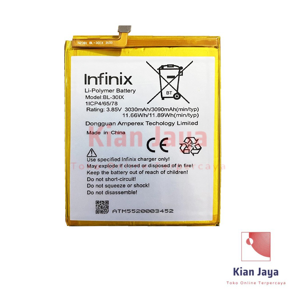 Baterai Infinix Zero 3 X552 BL-30IX Batre Batrai Battery Hp BL30IX Original