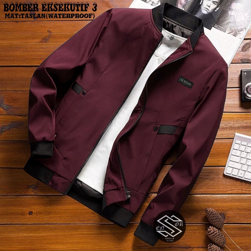 [SIAP KIRIM] JAKET PRIA EKSEKUTIF CASUAL SIMPLE ORIGINAL SENSOR / JAKET MOTOR PRIA / JAKET BOMBER / JAKET BOMBER POLOS