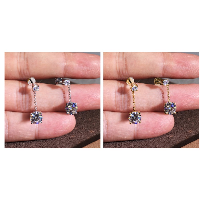 Fancyqube Anting Rantai Menjuntai Dengan Cubic Zirconia Putih Untuk Aksesoris Wanita