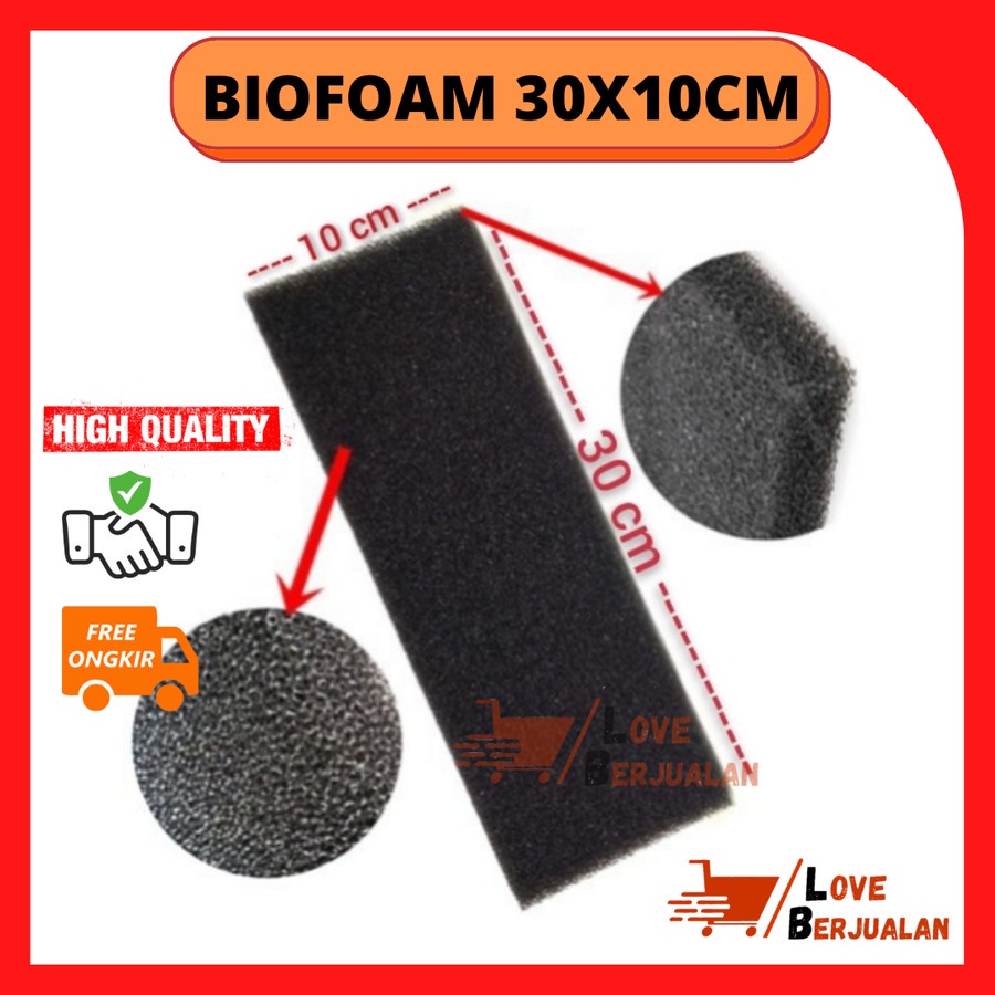 Kapas Bio Foam Kapas Filter Busa Hitam Ukuran 30 x 10cm