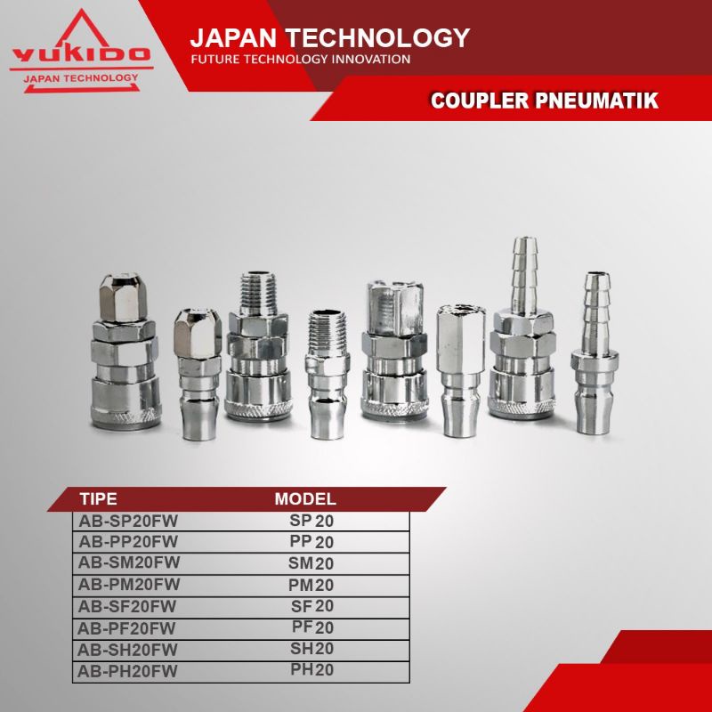 NEW YUKIDO!!!! Quick coupler PF 20 coupling PF20 20ph SAMBUNGAN SELANG ANGIN COUPLER SF20 PF20 SH20 PH20 SM20 PM20