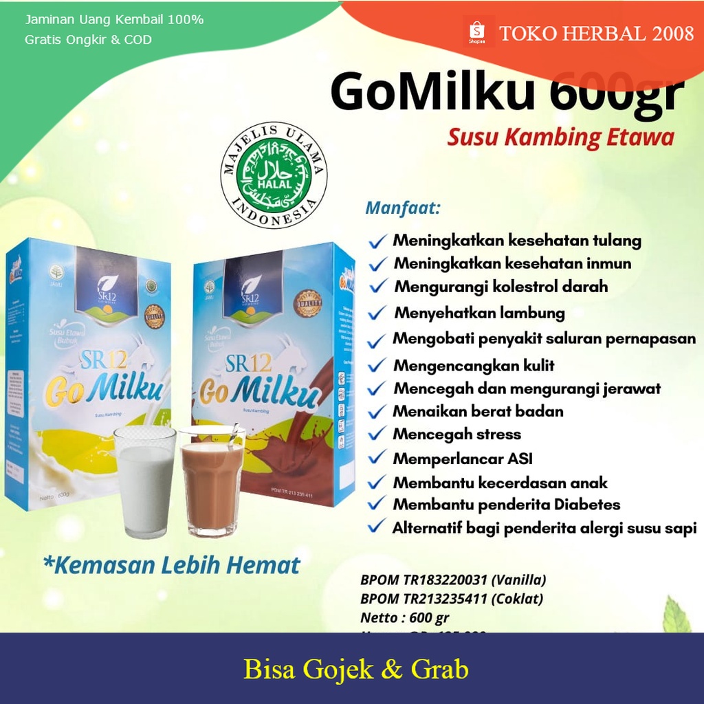 

Susu Gomilku SR12 Susu Kambing Etawa Bubuk Kualitas Premium Kemasan Hemat 600 gram Asli