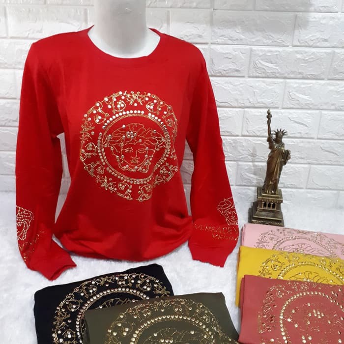 Kaos Wanita Bigsize Jumbo Lengan Panjang Vers Gold XL Tiramisu Import