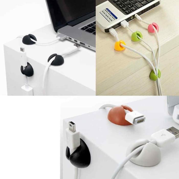 Klip Perapih Kabel Charger USB Clip Cable Clip Holder Organizer Cable Holder Murah Kecil Cross Cable