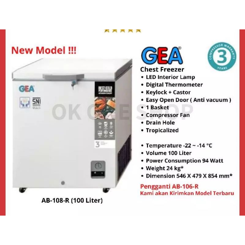 Promo Idhul Adha GEA box freezer/ chest freezer AB-108 100L