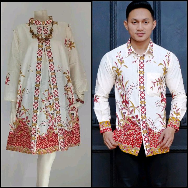 Couple Dress Tunik Batik Pesta Elegan Modern Kemeja Seragam Kondangan Primisima Motif Cantik Bella 7