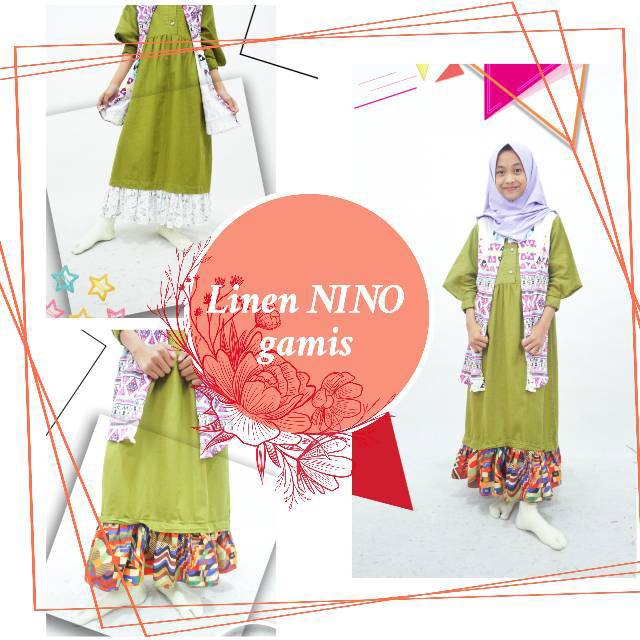 NAFISAH - Gamis anak perempuan modern - LINEN NINO GAMIS