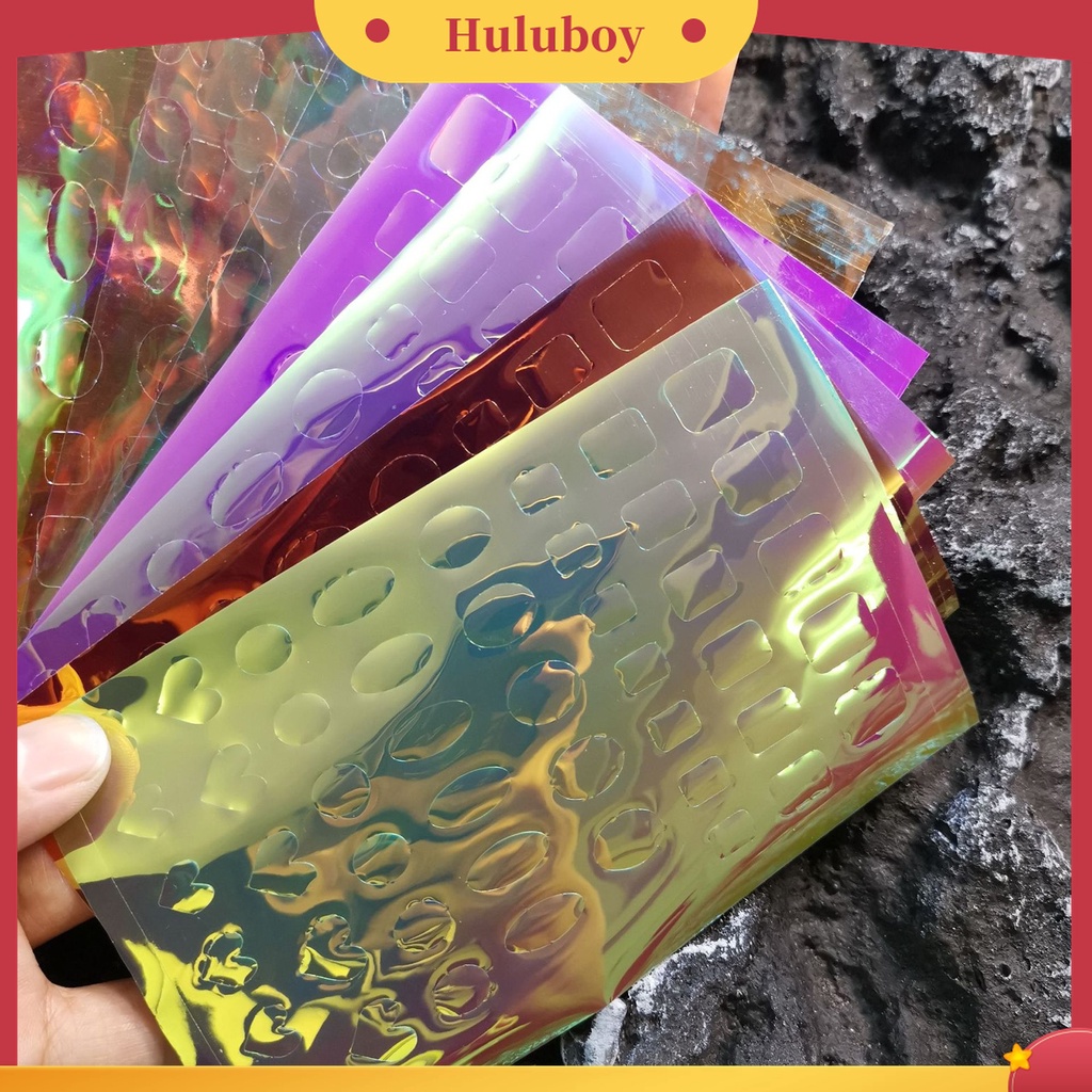 Huluboy Huluboy♡ 11pcs / Set Stiker Kuku Efek Aurora Foil Warna-Warni Untuk Dekorasi Manicure