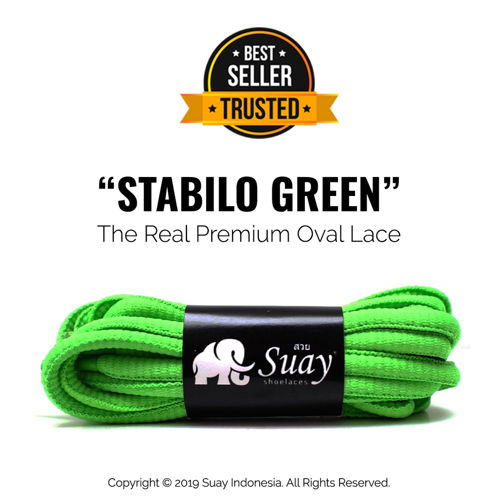 Tali Sepatu Bulat Stabilo Hijau (Oval) Premium Shoelace Stabilo Green Surabaya