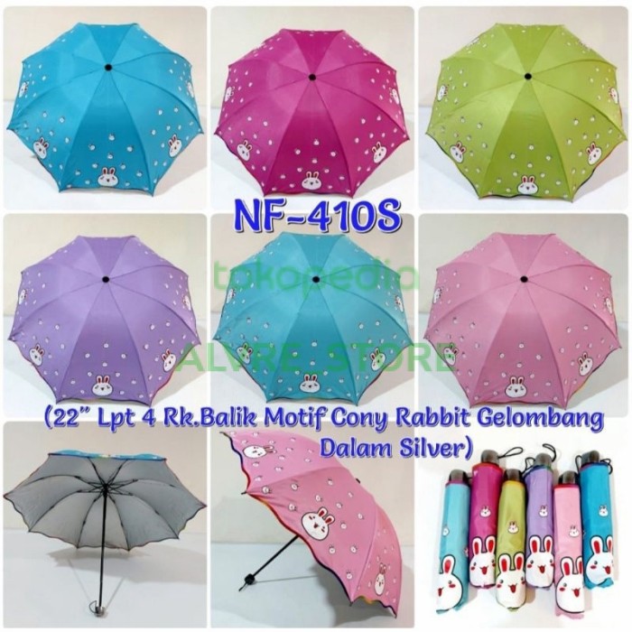 Payung Lipat Motif RABBIT NAGOYA NF-410-S Lapis Silver Anti UV