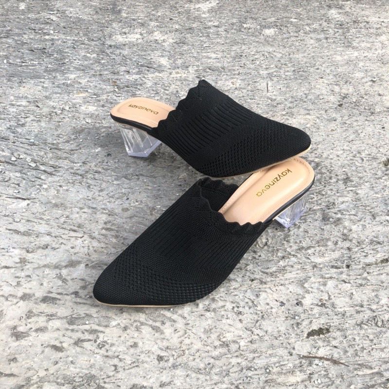 HEELS HAK KACA 5CM RAJUT IMPORT / SANDAL HEELS HAK KACA BAKPAU BAKPAO / HILS KACA RAJUT IMPORT