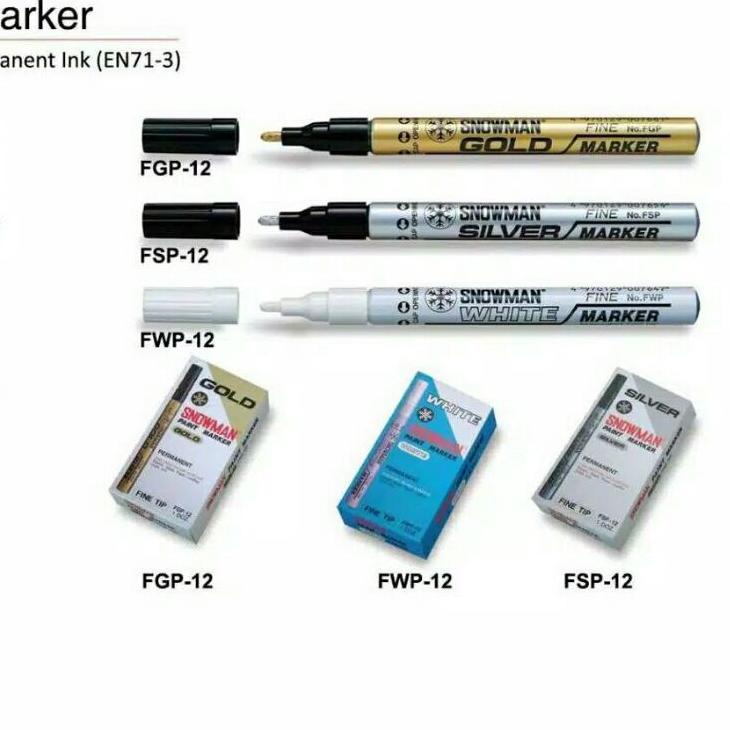 

➻5h Murah Banget✥➻ Spidol Snowman Permanen Marker Fine Tip Gold FGP-12 Silver FSP-12 White FWP-12 97