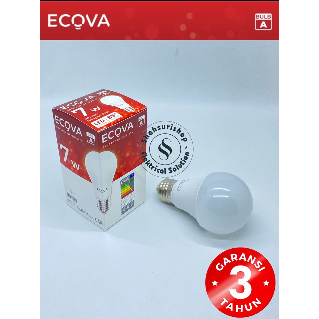 LED BULB ECOVA 7W 7WATT 7 WATT A SERIES GARANSI 3 TAHUN SNI