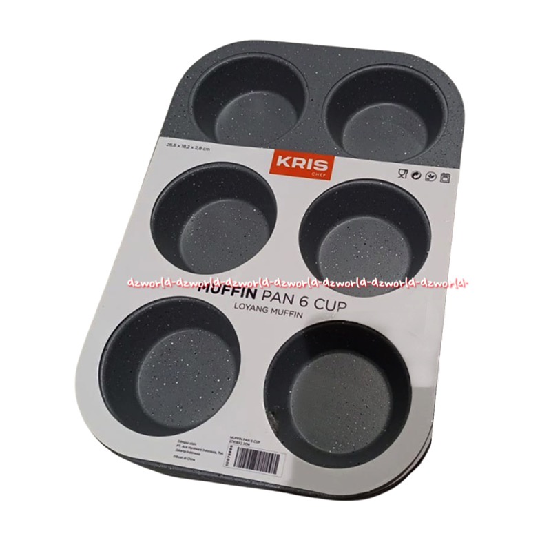 Krischef Muffin Pan 6 Cup Loyang Kue Membuat Kue Mufin Bulat Kris chef Cetakan Loyang Mafin Marble Coating