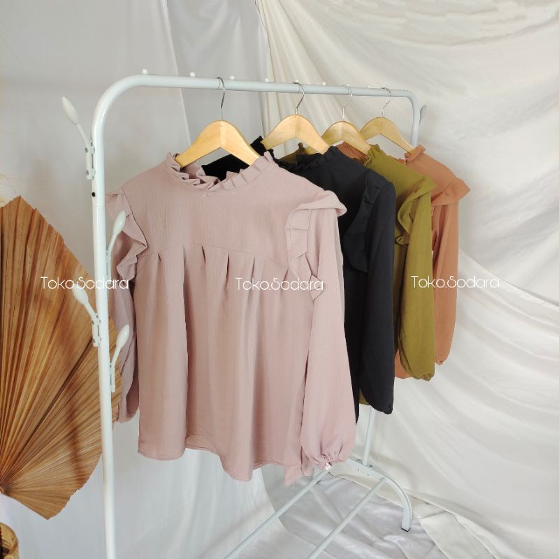 Blouse Wanita Hafiza // Hafiza Blouse Crincle // Blouse Lengan Balon Korea Style