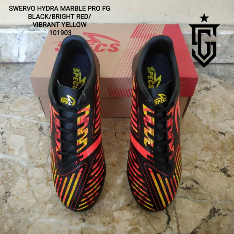 Sepatu Sepak Bola Specs Swervo Hydra Marble Pro FG Black Bright Red [ 101903 ]