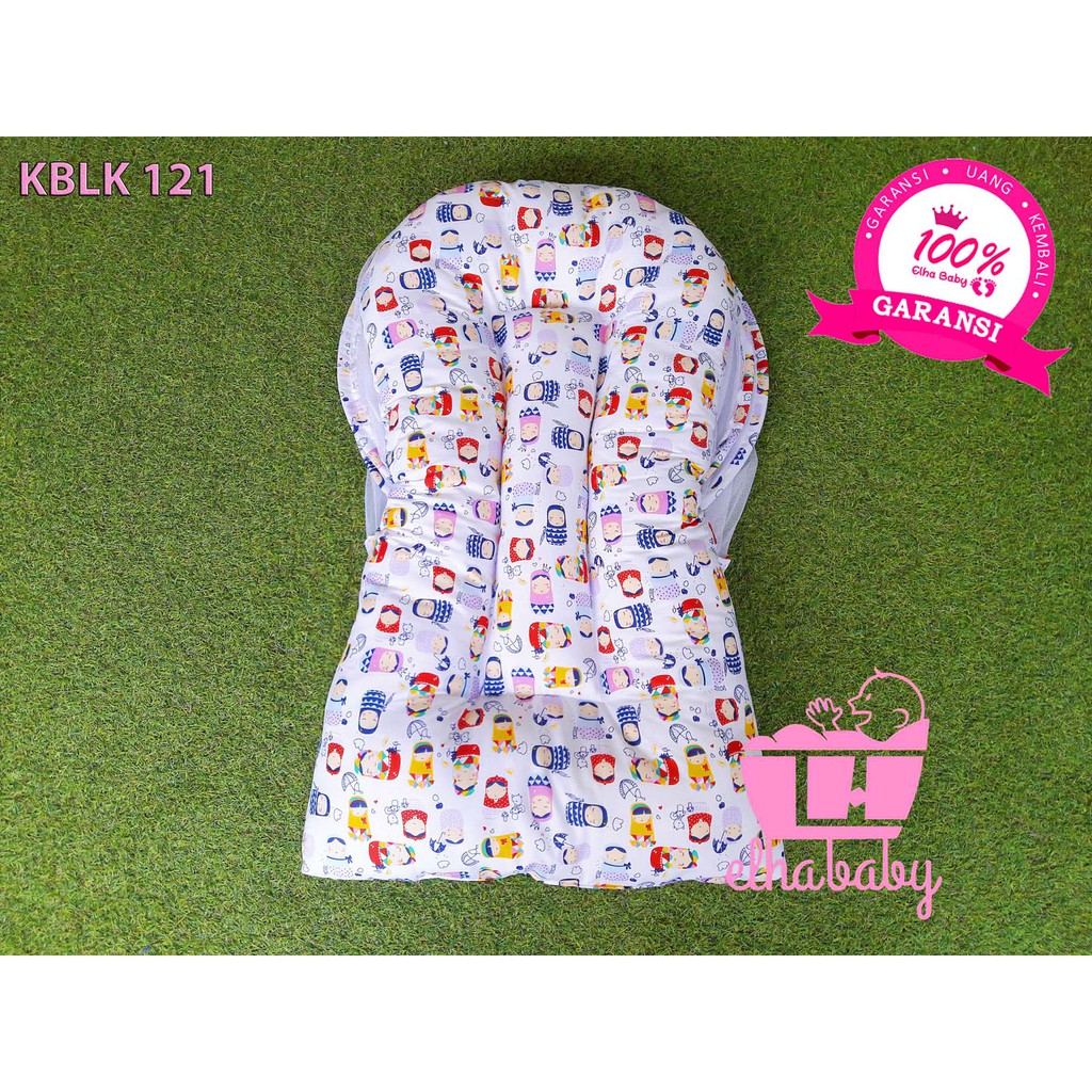 Kasur Lipat Bayi Set Kelambu Bantal Guling | Tempat Tidur Anak Baru Lahir Motif Lucu Bonus Tas 121